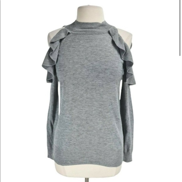Grey Open Shoulder Sweater - Picture 1 of 5
